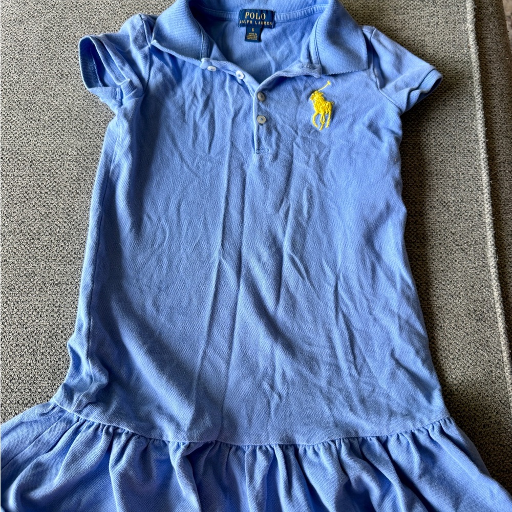 Polo by Ralph Lauren Kids Light Blue Dress with Yellow Logo